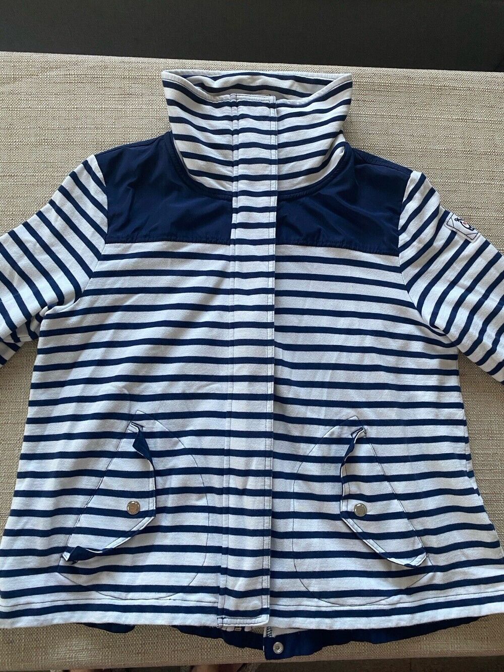 LAUREN ACTIVE RALPH LAUREN Jacket Womens White Blue Striped Nautical LRL XL